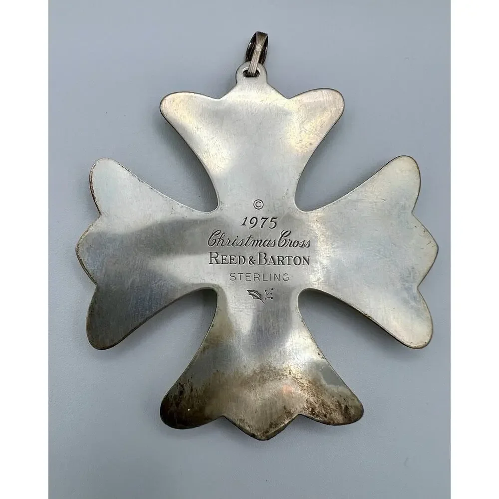 Vtg Retired Limited Edition 1975 Reed & Barton Sterling Silver Christmas Cross - Picture 5 of 6